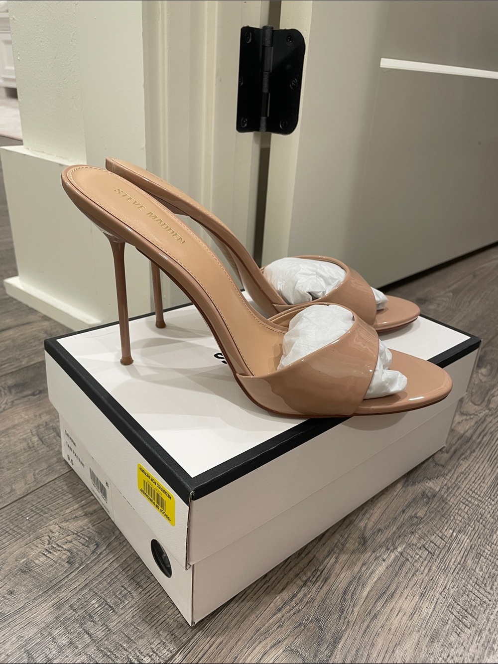 Steve Madden Nude Patent Stiletto Slide